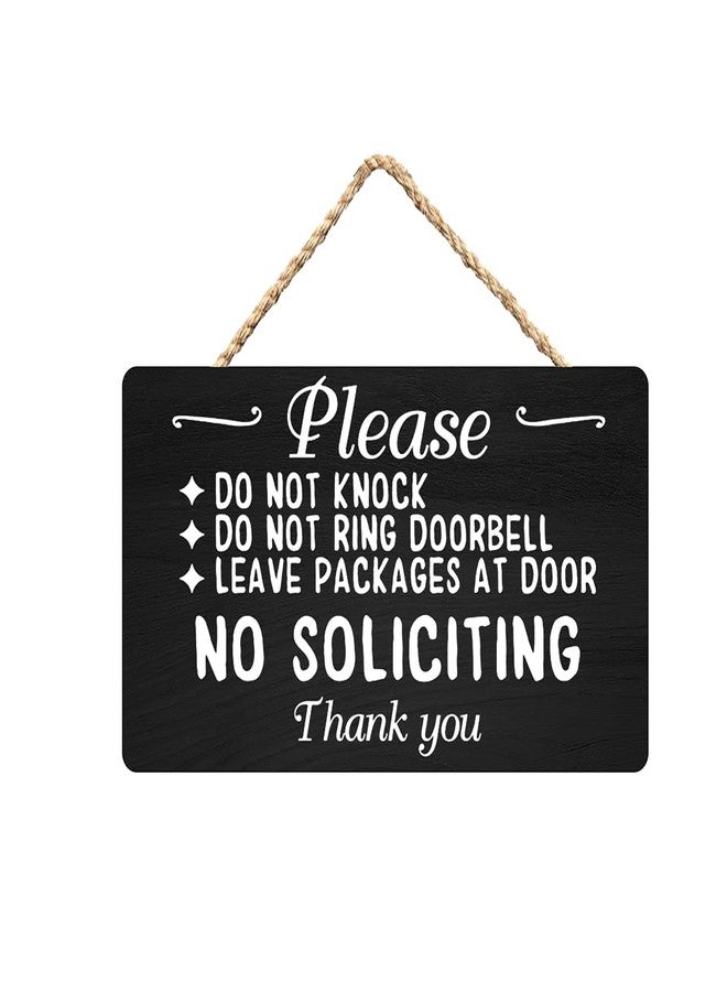 Licpact No Soliciting Sign - Do Not Knock or Ring Doorbell - Wood Sign - 6x12 inch - Rustic - A002 - Image 1